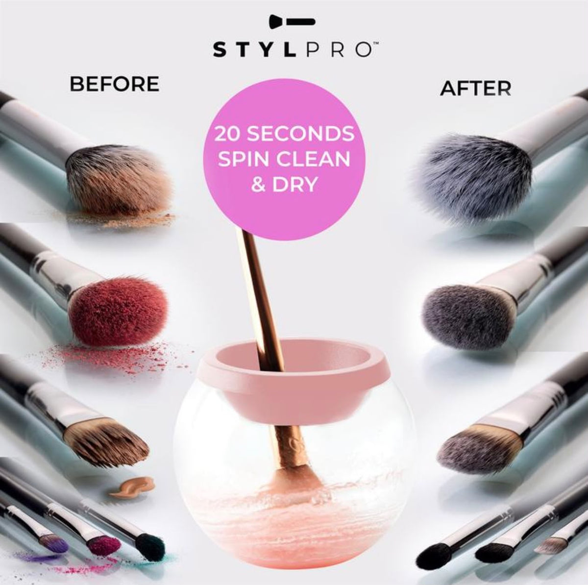 Limpiador y secador de brochas de maquillaje